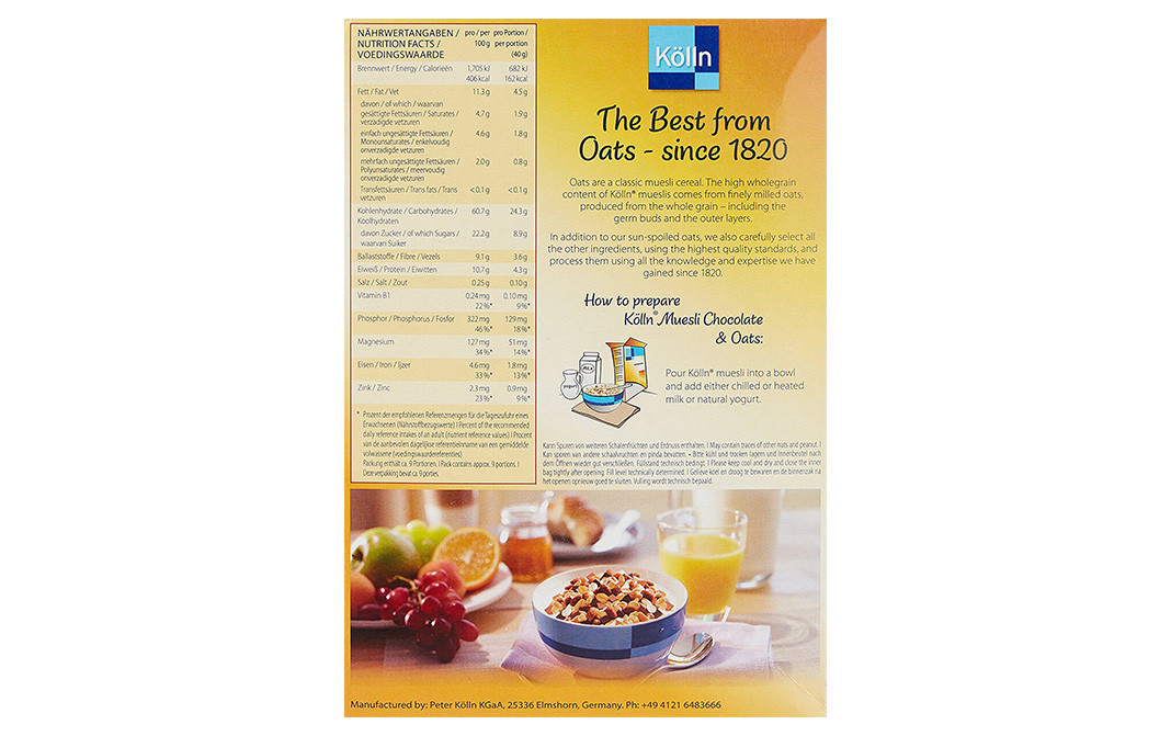 Kolln Muesli Chocolate & Oats Schoko Reviews Ingredients Recipes